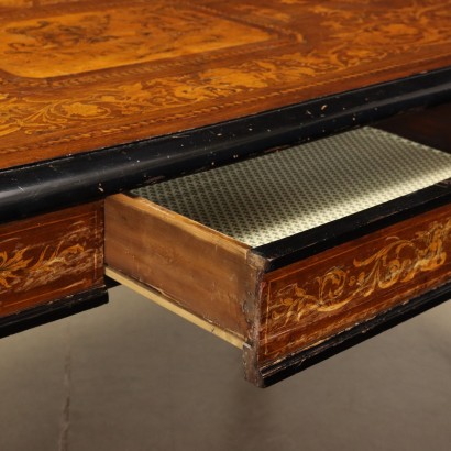 antiguo, mesa, mesa antigua, mesa antigua, mesa italiana antigua, mesa antigua, mesa neoclásica, mesa del siglo XIX, escritorio con incrustaciones de estilo neoclásico