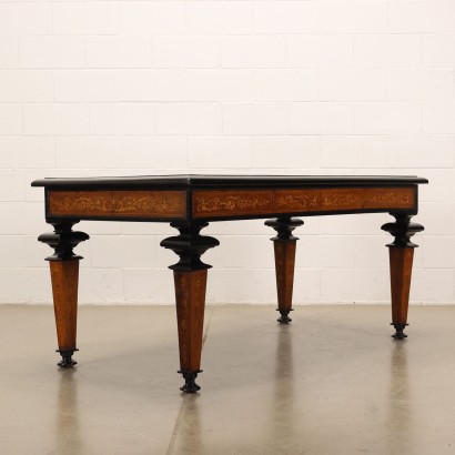 antiguo, mesa, mesa antigua, mesa antigua, mesa italiana antigua, mesa antigua, mesa neoclásica, mesa del siglo XIX, escritorio con incrustaciones de estilo neoclásico