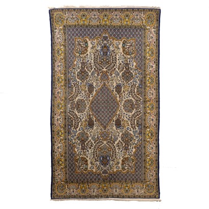 antiguo, alfombra, alfombras antiguas, alfombra antigua, alfombra antigua, alfombra neoclásica, alfombra de 1900, alfombra Kum - Irán, alfombra de algodón y lana persa