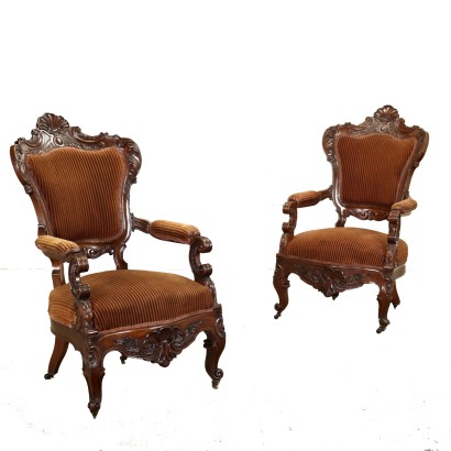 Paar Louis-Philippe-Sessel aus Mahagoni