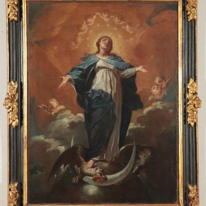 Immaculate Conception Oil on Canvas Italy 17th Century