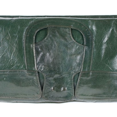 moda vintage, vintage abbigliamento, borsa anni 70, borsa vintage, pelle verde,Pochette Vintage in Pelle Verde