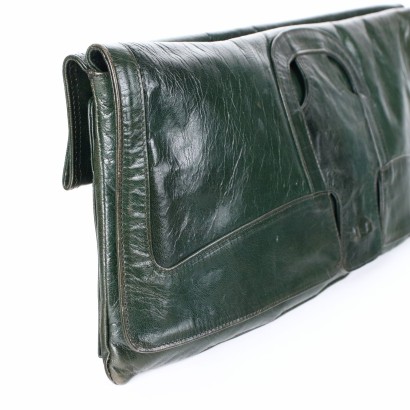 moda vintage, vintage abbigliamento, borsa anni 70, borsa vintage, pelle verde,Pochette Vintage in Pelle Verde