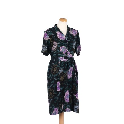 Vintage Floral Silk Dress