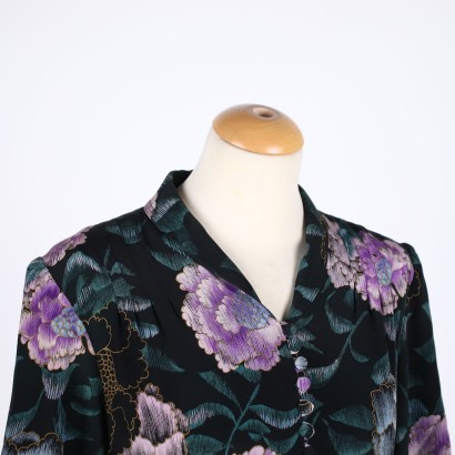 vintage fashion, vintage tailoring, silk, vintage dress, vintage milan, 60s, 70s, Vintage Floral Silk Dress