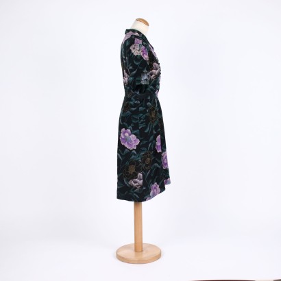 vintage fashion, vintage tailoring, silk, vintage dress, vintage milan, 60s, 70s, Vintage Floral Silk Dress