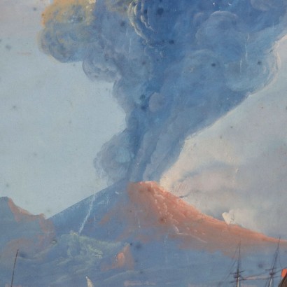 Eruption of ash from Vesuvius -Gouache%, Eruption of ash from Vesuvius in 182