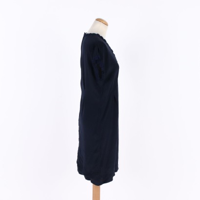 Vintage Blue Silk Dress Size 10 Italy 1990s