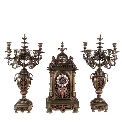 Clock Triptych Bronze France XIX Century