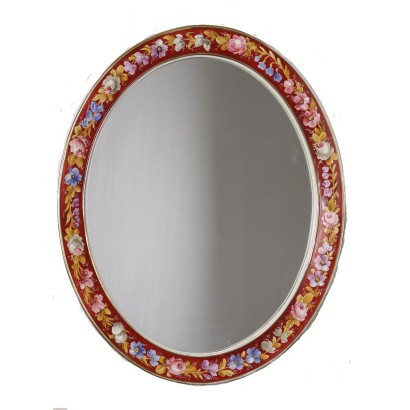 Miroir ovale en céramique peinte Capodimonte