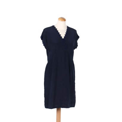 Vintage Blue Silk Dress Size 10 Italy 1990s