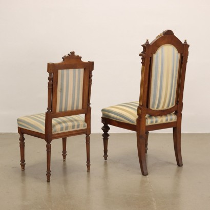 Group of 7 Neo-Renaissance Chairs Walnut Italy XIX Century