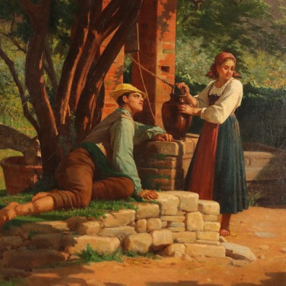 The Courtship Oil on Canvas XIX-XX Century