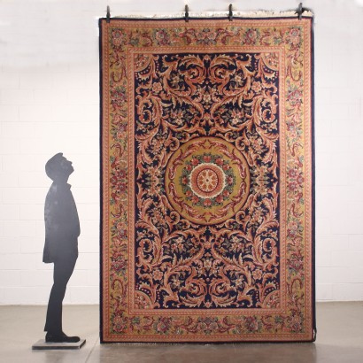 Antiquitäten, Teppich, Antiquitätenteppich, antiker Teppich, antiker Teppich, neoklassizistischer Teppich, 900er Teppich, floraler mechanischer Teppich - Italien