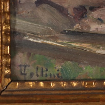 C. Follini Oil on Wooden Table Italy XIX Century