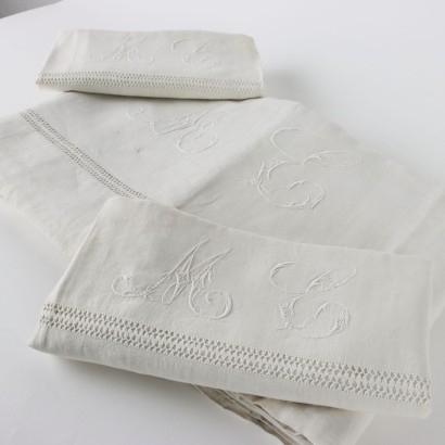 Double Bed Sheet with 2 Pillowcases Flax Italy XX Century