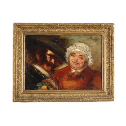 Oil on Canvas Satyrical Portrait France XIX Century