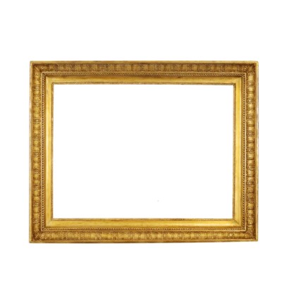 Ancient Restoration Frame '800 Carved and Gilded Wood Decorations
