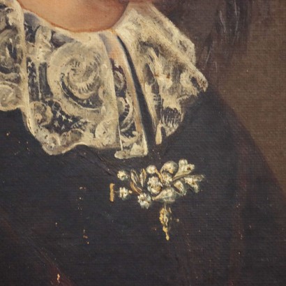 Portrait de Femme Huile sur Toile Italie XIX Siècle
