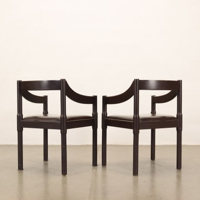 Cassina Carimante Pair of Chairs Wood Italy 1960s-1970s