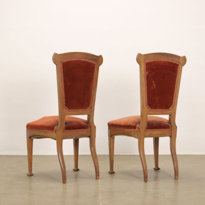 Pair of Art Nouveau Chairs Walnut Italy XIX Century