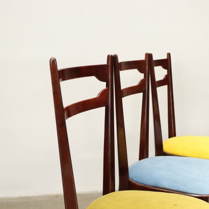 Gruppe von 6 Stühlen Multicolor Buche Italien 1960er