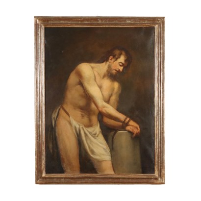 Christus an der Säule Öl auf Leinwand Italien XVIII-XIX Jhd