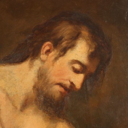 Christ à la Colonne Huile sur Toile Italie XVIII-XIX Siècle