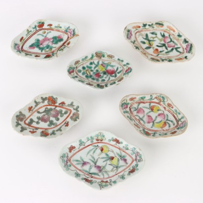 Groupe de 6 Soucoupes Porcelaine Chine XIX Siècle