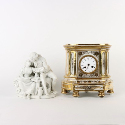 J. Petit Table Clock Porcelain France XIX Century