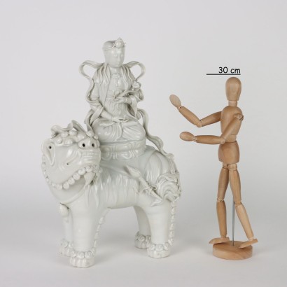 Manjushri Skulptur Porzellan China XX Jhd