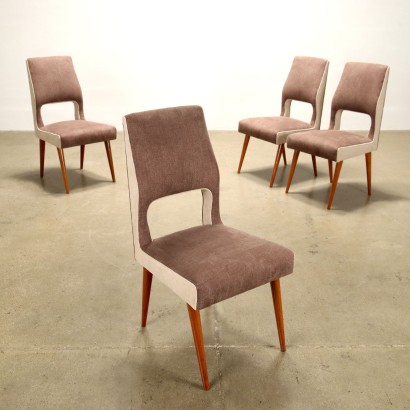Group of 8 Chairs Beech Italy 1950s