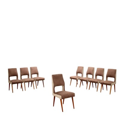 Gruppe von 8 Stühlen Buche Italien 1950er
