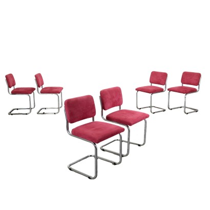 Gruppe von 6 Stühlen Leder Italien 1960er-1970er