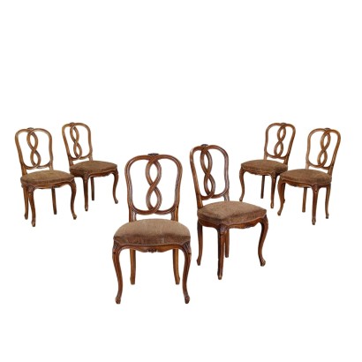 antiquariato, sedia, antiquariato sedie, sedia antica, sedia antica italiana, sedia di antiquariato, sedia neoclassica, sedia del 800,Gruppo di Sedie in Stile Barocchetto V