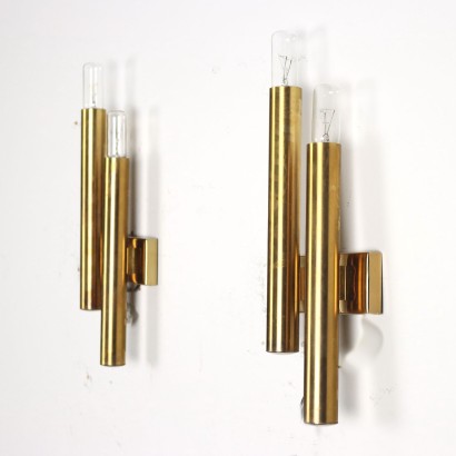 Pair of Wall Lamps Brass Italy 1960s