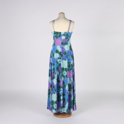 Floral Dress Synthetic Fiber Size 12 Italy 1970s