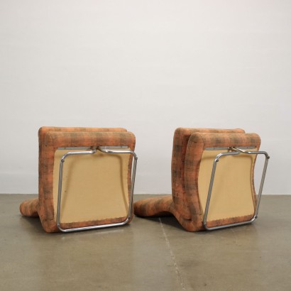 IPE Cigno Couple of Armchairs Fabric Italy 1970s