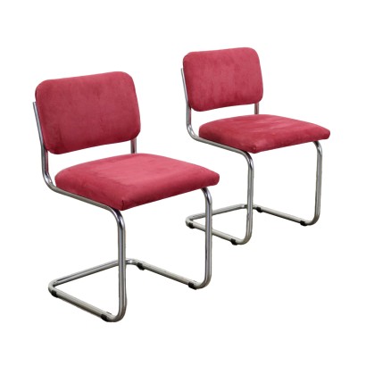 Paar Stühle Cantilever Stoff Italien 1960er-1970er