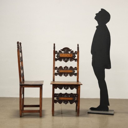 Pair of Neo-Baroque Folder Chairs Walnut Italy XIX-XX Century