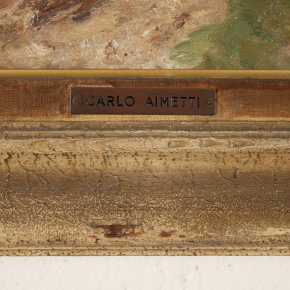 C. Aimetti Oil on Plywood Italy XX Century