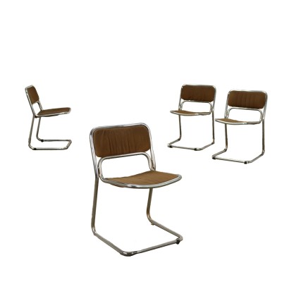 Gruppe von 4 Stühlen Stoff Italien 1960er
