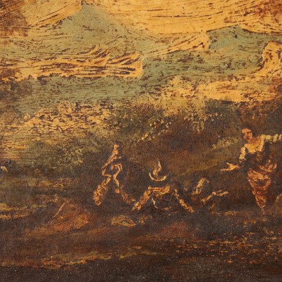 Landschaft mit Figuren Öl auf Leinwand Italien XX Jhd