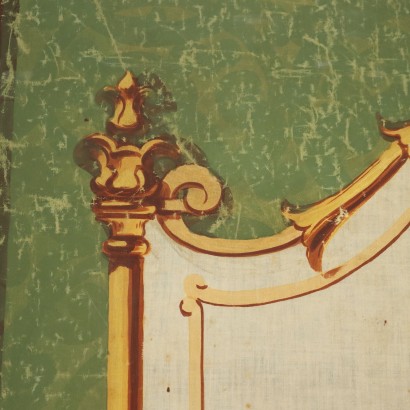 Large Silk Painting Italy XIX Century