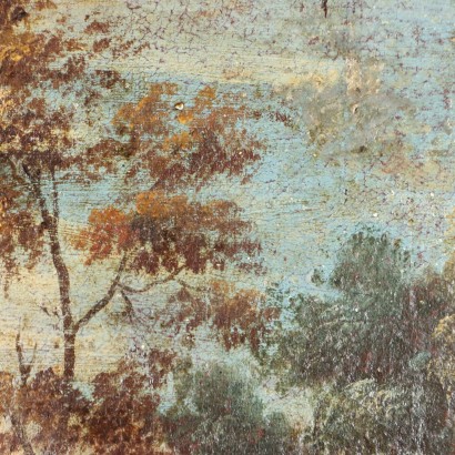 Landschaft mit Figuren Öl auf Leinwand Italien XIX Jhd