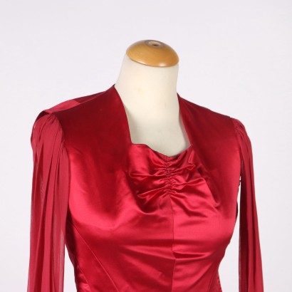 moda vintage, tubino vintage, abito da sera, moda milano, abbigliamento vintage,Abito Vintage Rosso Ciliegia