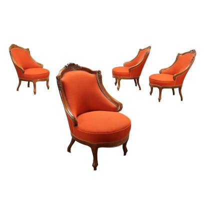 Group of 4 Chairs Beech Italy XIX Century