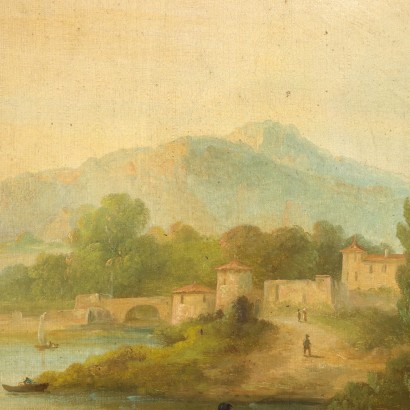 Paysage Fluvial Huile sur Toile Italie 1849
