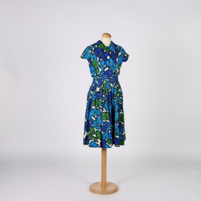 Robe Vintage à Fleurs Coton Taille S Italie Années 1950-1960
