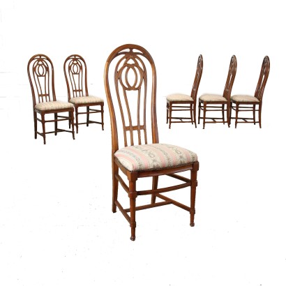 Group of 6 Liberty Chairs Fabric Italy 1960s